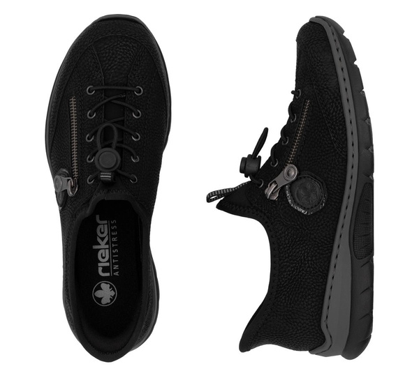 Półbuty damskie Rieker L32F1 sneakersy sportowe czarne skórzane wygodne