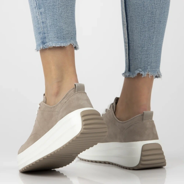 Sneakersy damskie beżowe Filippo DP6795/26 buty na platformie skórzane