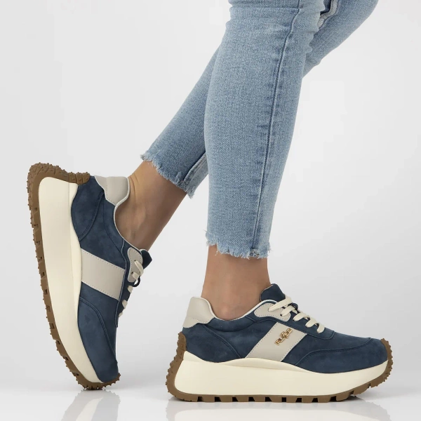 Sneakersy damskie niebieskie Filippo DP6785 buty na platformie skórzane