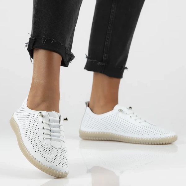 Półbuty damskie białe Filippo DP6140/26 skórzane ażurowe lekkie wygodne