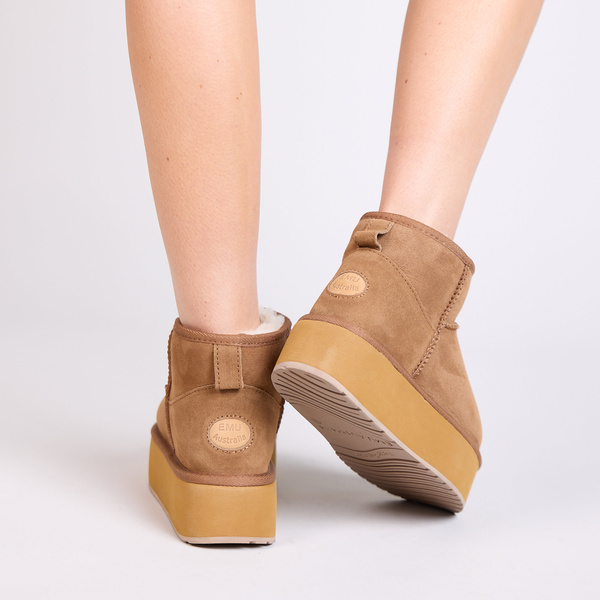 Śniegowce damskie Emu Australia camel platforma Stinger Micro Flatform