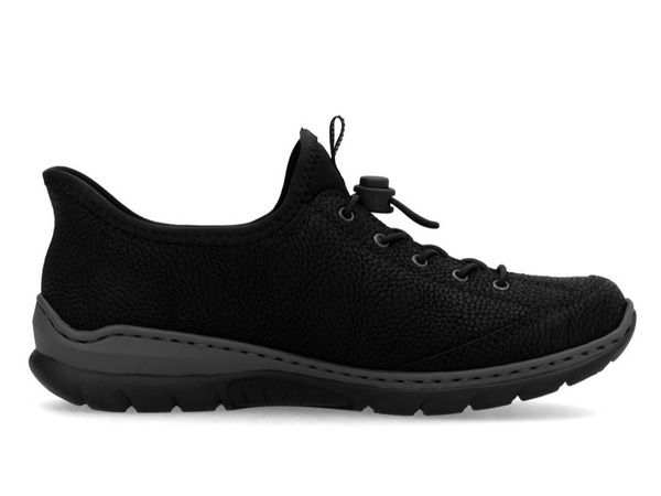 Półbuty damskie Rieker L32F1 sneakersy sportowe czarne skórzane wygodne