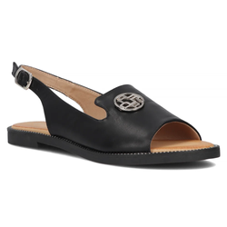 Sandały damskie czarne Filippo DS3666/25 BK płaskie wkładka skórzana