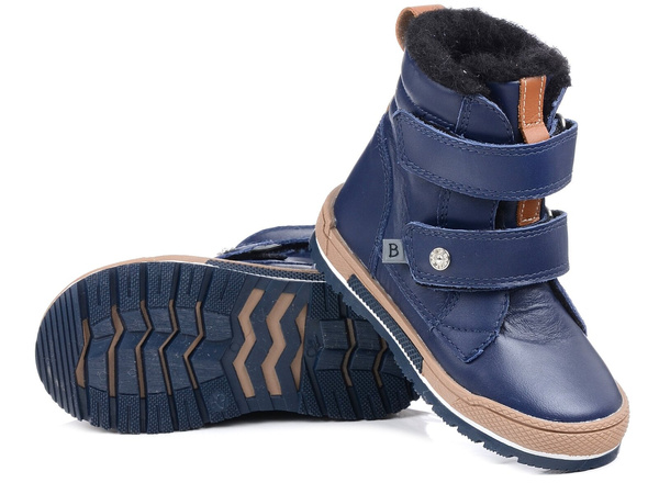 Buty zimowe dziecięce chłopięce Bartek 21469 ocieplane wełną skórzane