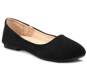 Baleriny damskie czarne zamszowe skórzana wkładka Evento 1031