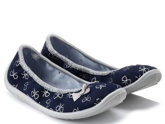 Kapcie baleriny Befado 980Y097 granatowe dziecięce dziewczęce z gumką