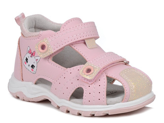 Sandałki dziecięce dziewczęce różowe Wojtyłko 25394 rzepy zakryte palce