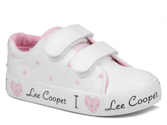 Trampki dziecięce dziewczęce białe Lee Cooper 3264K na rzepy tekstylne