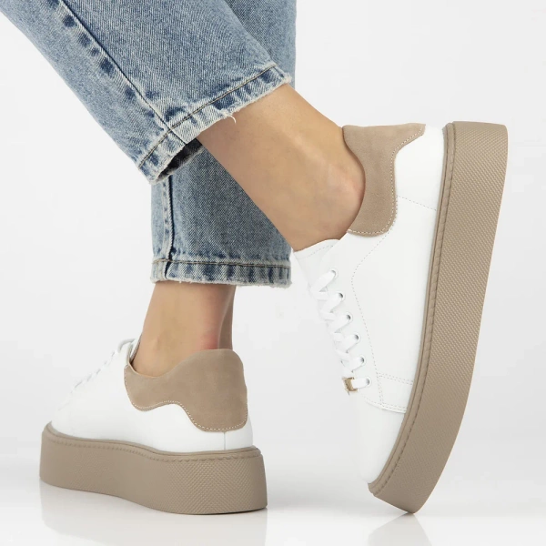 Sneakersy damskie Filippo DP6119 półbuty skórzane białe na platformie