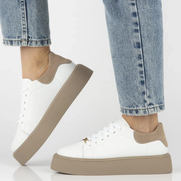Sneakersy damskie półbuty skórzane białe sznurowane Filippo DP6119/26 WH
