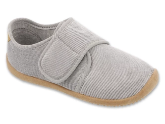 Kapcie dziecięce Barefoot do przedszkola na rzep szare Befado 904X001