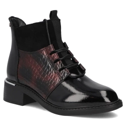 Botki damskie burgundowe Filippo DBT7275 ocieplane jesienne skórzane