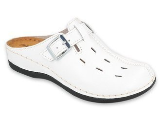 Klapki damskie medyczne białe zakryte z regulacją skórzane Inblu 06-4A