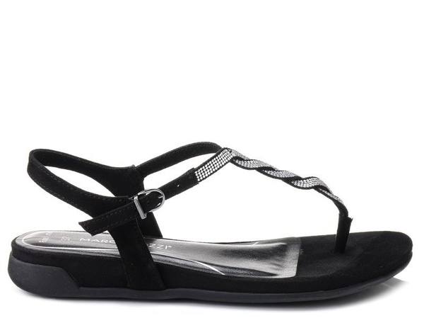 Japonki damskie czarne Marco Tozzi 2-28409-26 na sprzączkę wygodne