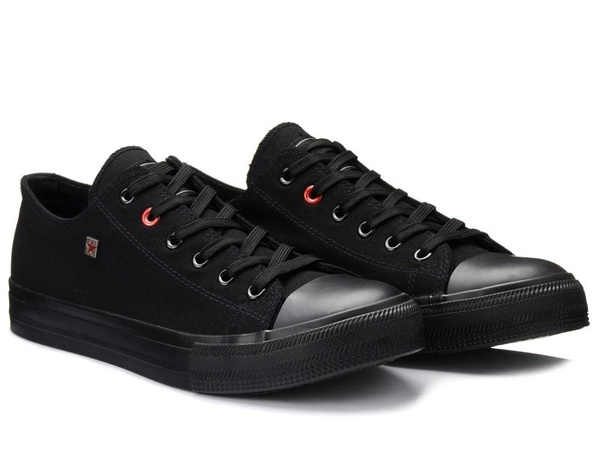 Trampki męskie całe czarne Big Star T174110 niskie tekstylne sznurowane