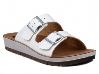 Klapki damskie białe Inblu CP-42 profilowane regulowane z klamrami