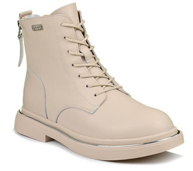 Trzewiki botki damskie beżowe skórzane GOE II2N4015 ocieplane jesienne