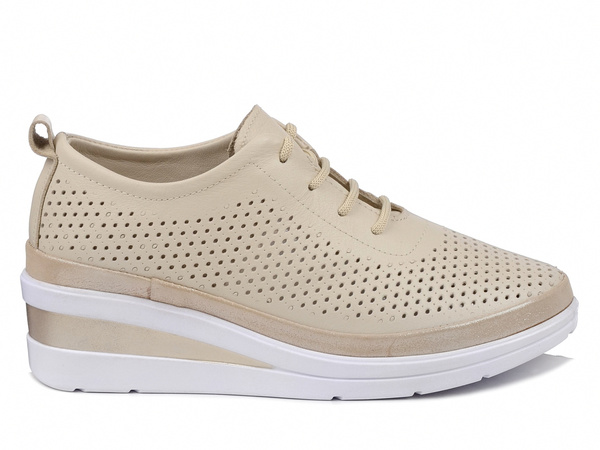 Sneakersy damskie beżowe T.Sokolski W25-150 półbuty skórzane na koturnie