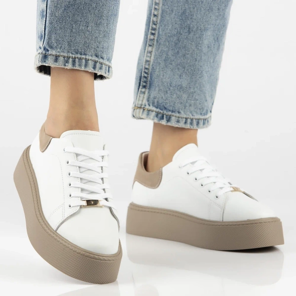 Sneakersy damskie półbuty skórzane białe sznurowane Filippo DP6119/26 WH