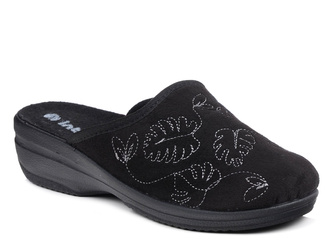 Kapcie damskie czarne Inblu LV-18 pantofle domowe zakryte na koturnie