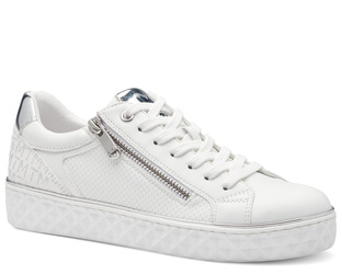 Buty damskie sneakersy białe na suwak na platformie Marco Tozzi 23709