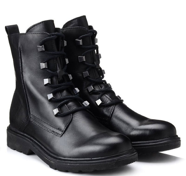 Botki damskie czarne Marco Tozzi 25276 ocieplane polarem skórzane