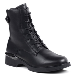 Buty zimowe botki damskie ocieplane skórzane czarne T.Sokolski Z25-39