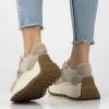 Sneakersy damskie beżowe  Filippo DP6785/25 buty na platformie skórzane