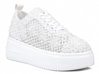 Sneakersy damskie białe na platformie koronkowe T.Sokolski W503