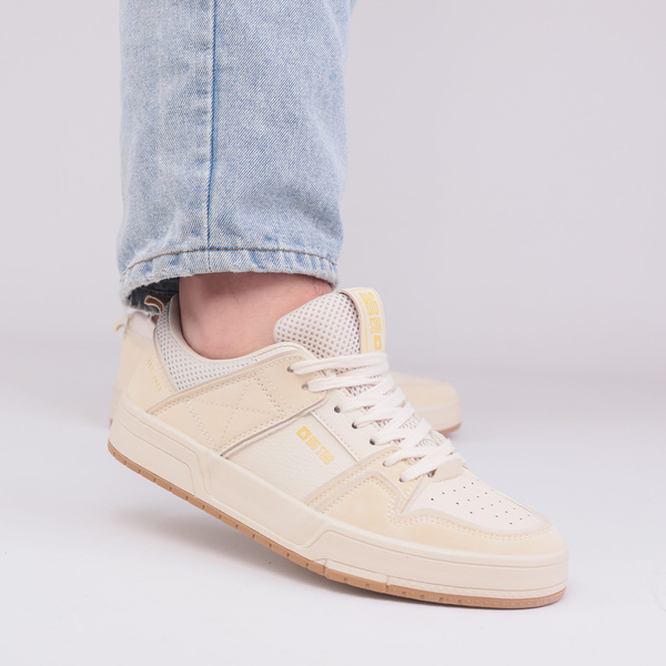 Buty męskie sportowe Big Star NN174095 beżowe niskie ekoskóra sznurowane