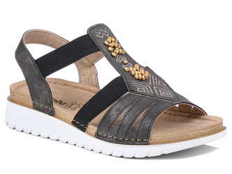 Sandały damskie czarne Inblu CN-52 skórzana wkładka wsuwane lekkie