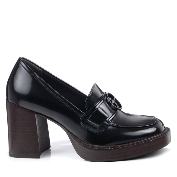 Półbuty damskie na wysokim obcasie czarne Tamaris 24407 wsuwane