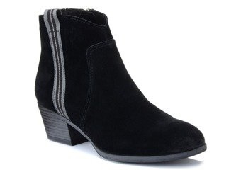 Botki damskie czarne Marco Tozzi 25312 skórzane zamszowe na zamek