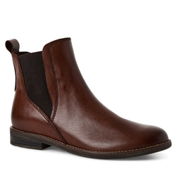 Botki damskie Marco Tozzi 25366 sztyblety skórzane jasnobrązowe rude