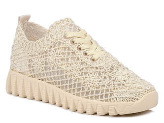 Buty sneakersy damskie koronkowe beżowe lekkie T.Sokolski 1982