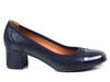 Czółenka damskie na obcasie skórzane granatowe Venetto 1344/1 wygodne