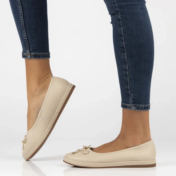 Baleriny damskie Filippo DP6856/26 baletki skórzane płaskie beżowe