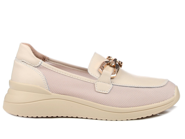 Półbuty damskie mokasyny skórzane wsuwane beżowe T.Sokolski W26-286