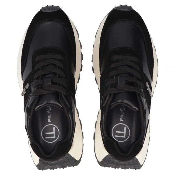 Sneakersy damskie czarne  Filippo DP6785/25 buty na platformie skórzane