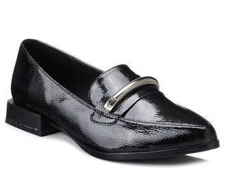 Półbuty damskie lakierowane eleganckie czarne DiA A19 na niskim obcasie