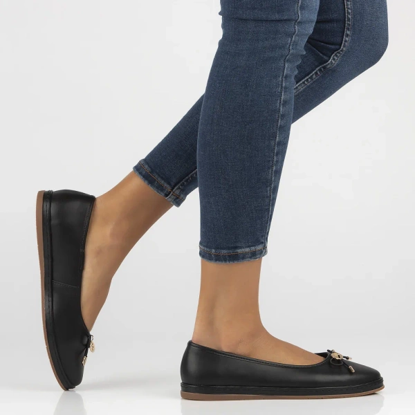 Baleriny damskie Filippo DP6856/26 baletki skórzane płaskie czarne