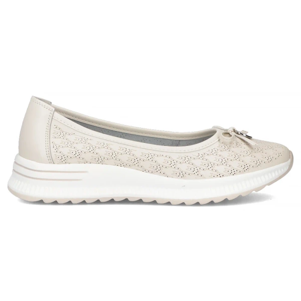 Baleriny damskie beżowe Filippo DP6718/26 baletki skórzane na platformie