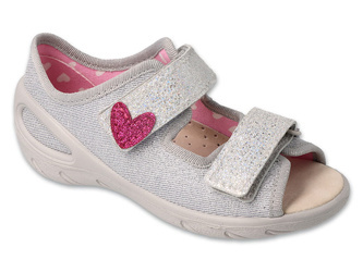 Sandały dziecięce dziewczęce na rzepy skórzana wkładka Befado 065P179