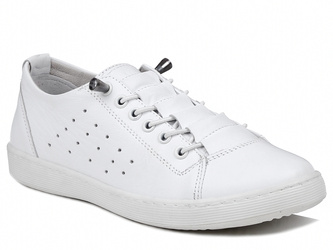 Półbuty damskie białe Izzi 081 buty sportowe skórzane miękkie wygodne