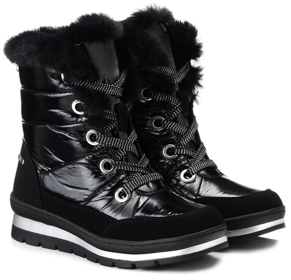 Buty damskie zimowe śniegowce czarne ocieplane Caprice 26226 na zamek 