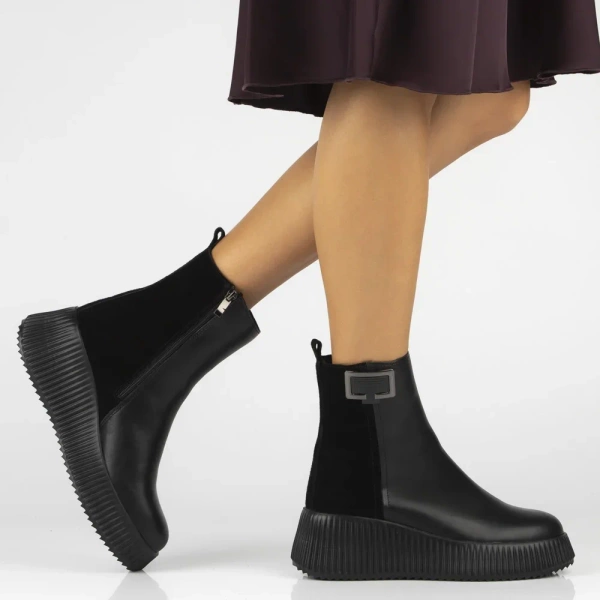 Botki damskie ocieplane na platformie skórzane Filippo DBT7268 czarne