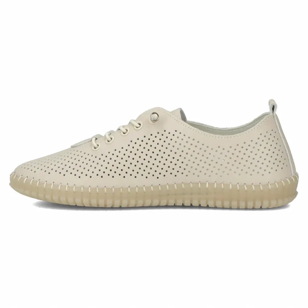 Półbuty damskie beżowe Filippo DP6140/26 skórzane ażurowe lekkie wygodne