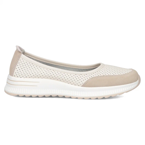 Baleriny damskie Filippo DP6134/26 skórzane beżowe na niskiej platformie