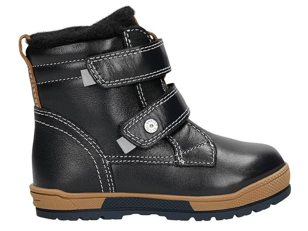 Buty zimowe dziecięce Bartek 8800456 ocieplane wełną chłopięce skórzane