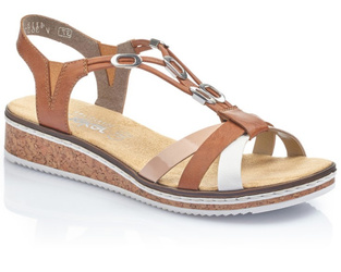 Sandały damskie Rieker V3657-81 na małej koturnie wsuwane wygodne